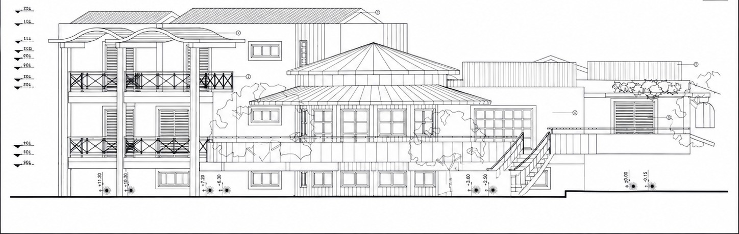 Architectural elevation drawing of Angelis Estate